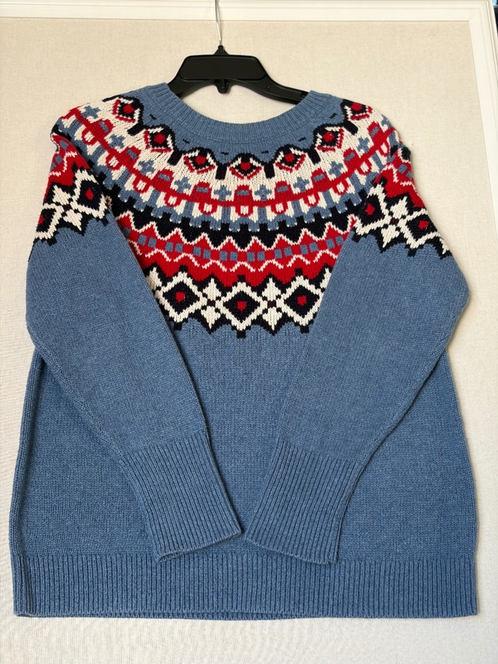 Chaps Women’s Blue Fair Isle Sweater size Medium